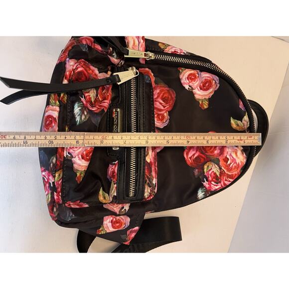 Juicy couture Backpack Roses Black Pink Floral Small Gold Hardware Nylon main image 8